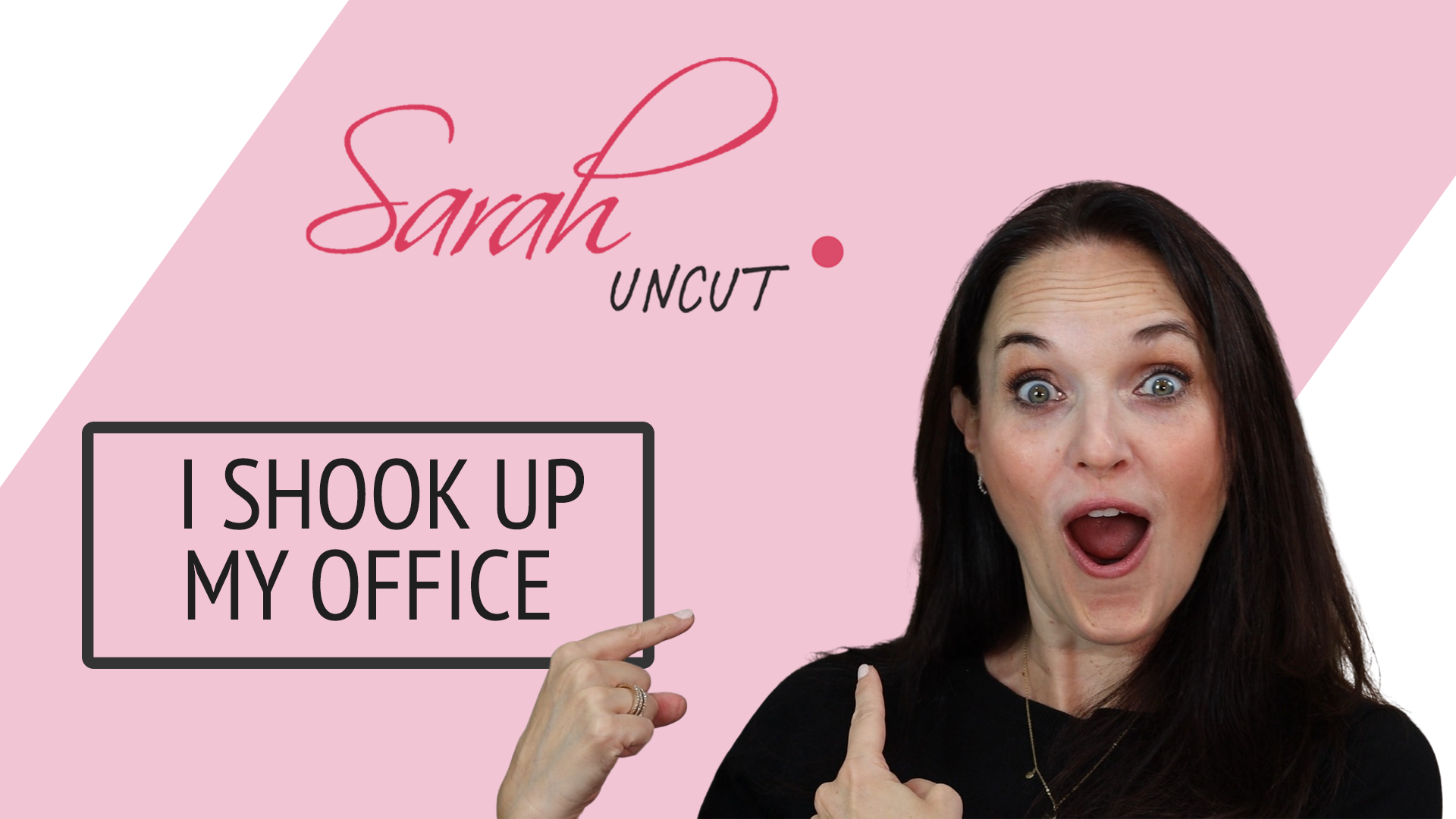 Picture of Sarah pointing to the Sarah Uncut background for Sarah Uncut Episode 15