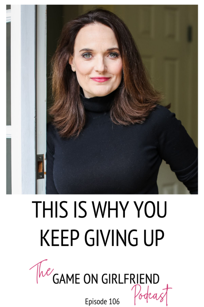Women in black turtleneck. Text Reads: This is Why You Keep Giving Up