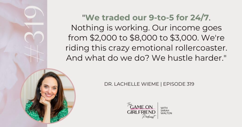 Dr LaChelle Wieme quote about trading 9 to 5 for 24/7 hustle in business Image