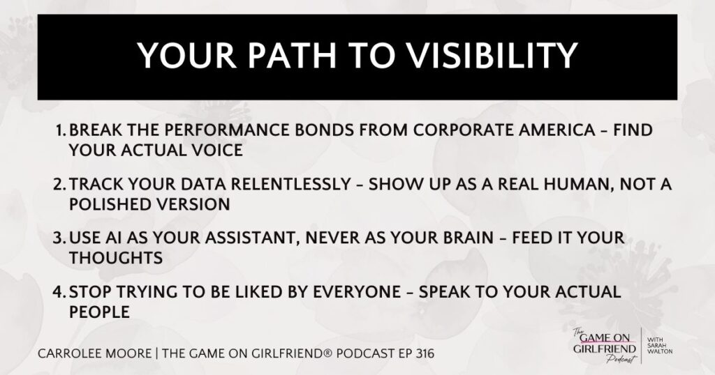 Four steps to stop being invisible online - visibility action plan for women entrepreneurs by Sarah Walton