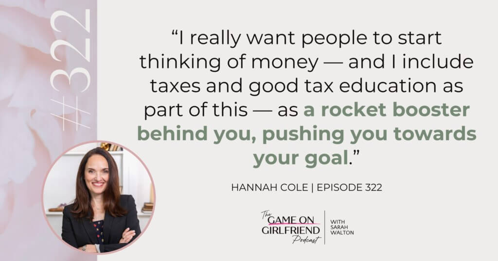 Hannah Cole quote on money as a rocket booster for women entrepreneurs - Game On Girlfriend® podcast Episode 322