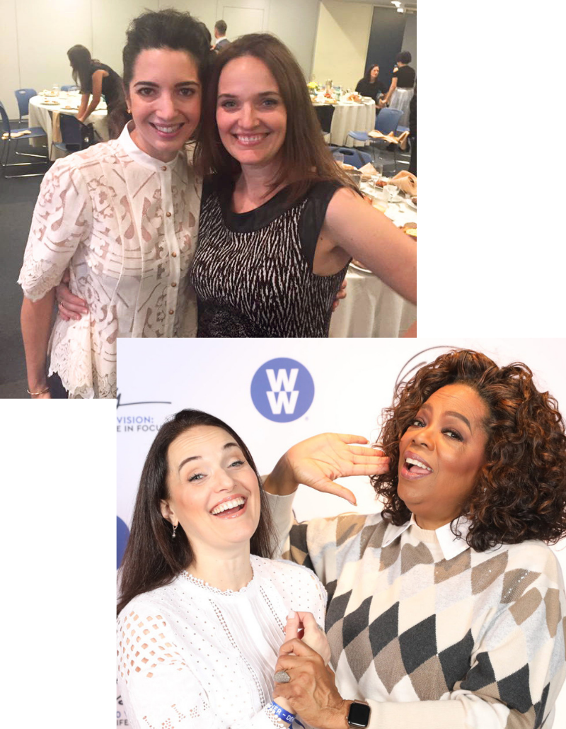 Collage of Sarah Walton with Marie Forleo and Oprah Winfrey